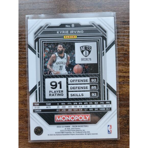 Kyrie Irving 2022-2023 Panini Prizm Monopoly #8 - Brooklyn Nets - NBA - Picture 2 of 2